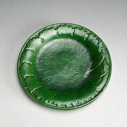 Edo to Meiji p. Green Glazed Ceramic Leaf Plate