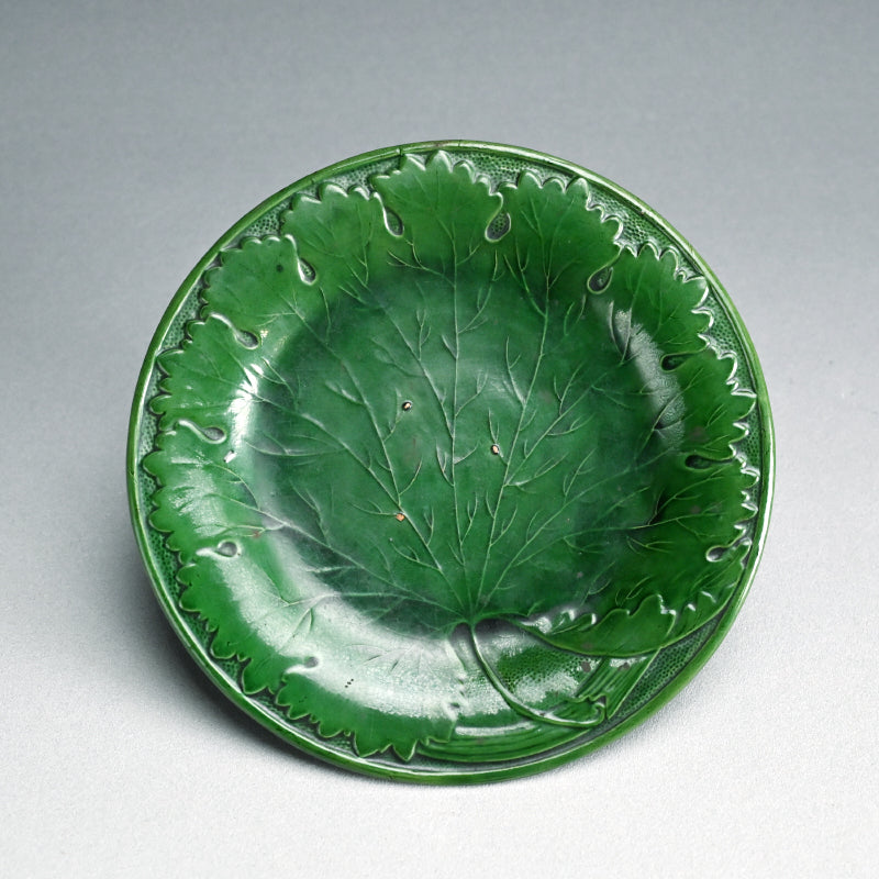 Edo to Meiji p. Green Glazed Ceramic Leaf Plate