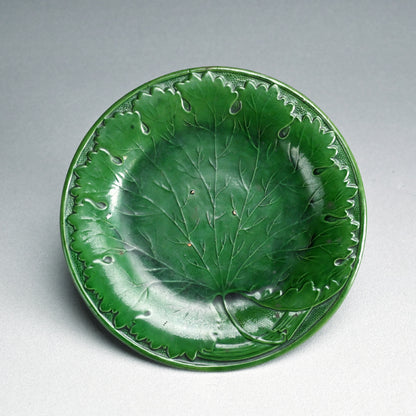 Edo to Meiji p. Green Glazed Ceramic Leaf Plate