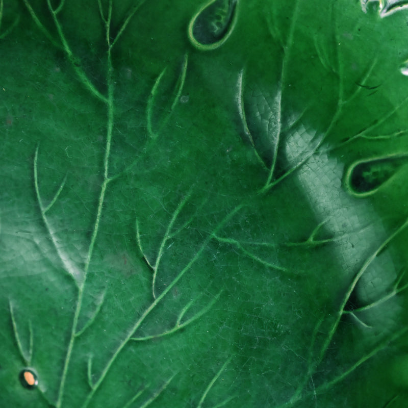 Edo to Meiji p. Green Glazed Ceramic Leaf Plate