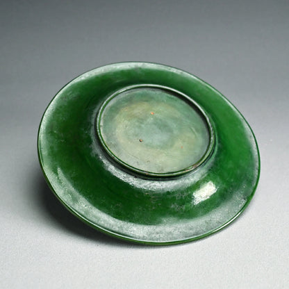 Edo to Meiji p. Green Glazed Ceramic Leaf Plate