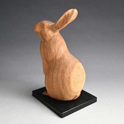Carved Wooden Rabbit Sculpture ー潮田 皓哉 “木彫 兎”