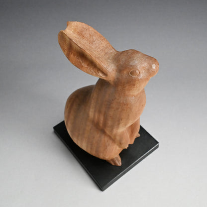 Carved Wooden Rabbit Sculpture ー潮田 皓哉 “木彫 兎”