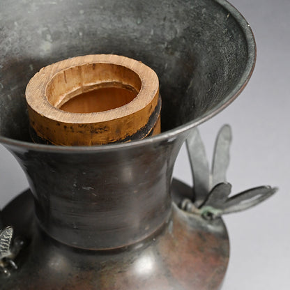 Edo p. Flaring Bronze Vase w/ Dragonfly Handles