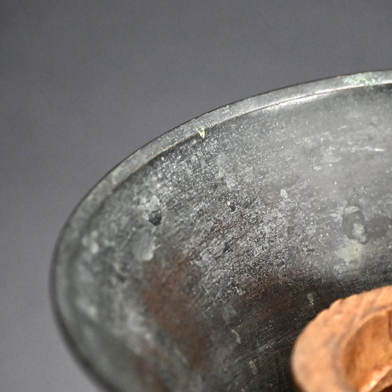 Edo p. Flaring Bronze Vase w/ Dragonfly Handles