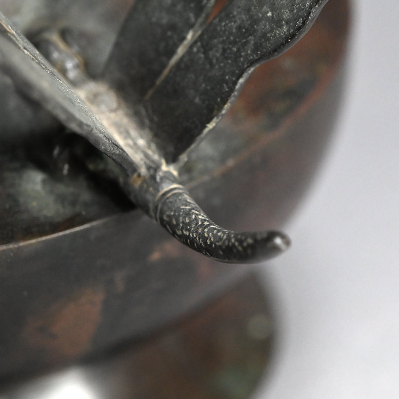 Edo p. Flaring Bronze Vase w/ Dragonfly Handles