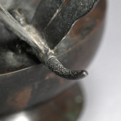 Edo p. Flaring Bronze Vase w/ Dragonfly Handles