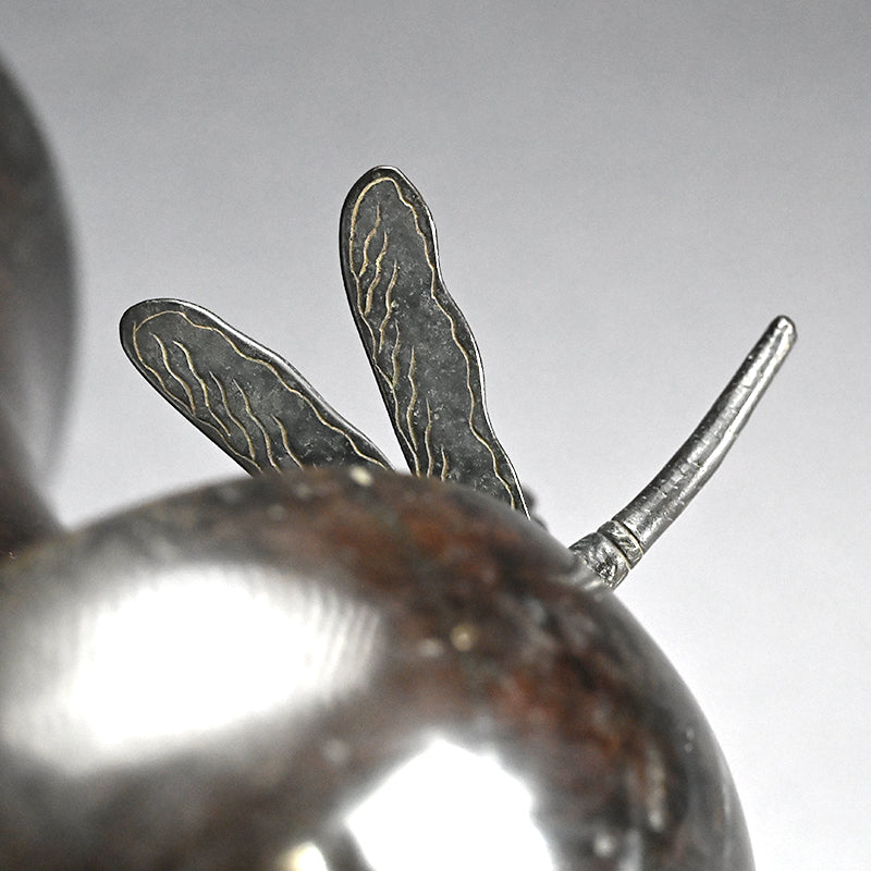 Edo p. Flaring Bronze Vase w/ Dragonfly Handles