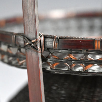 Chinese Style Woven Bamboo Basket ー鈴木 竹朋斎 "唐物写 手付花籠"