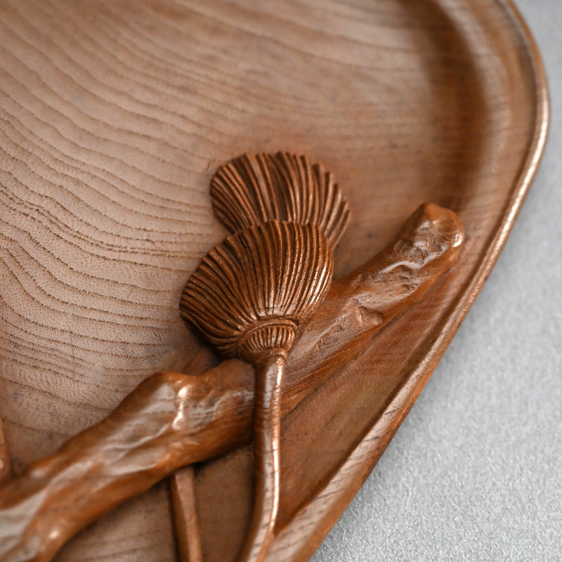 Nyoi Wood Tray by Shochikusai ー市川 小竹斎 "払子如意刻 香盆"