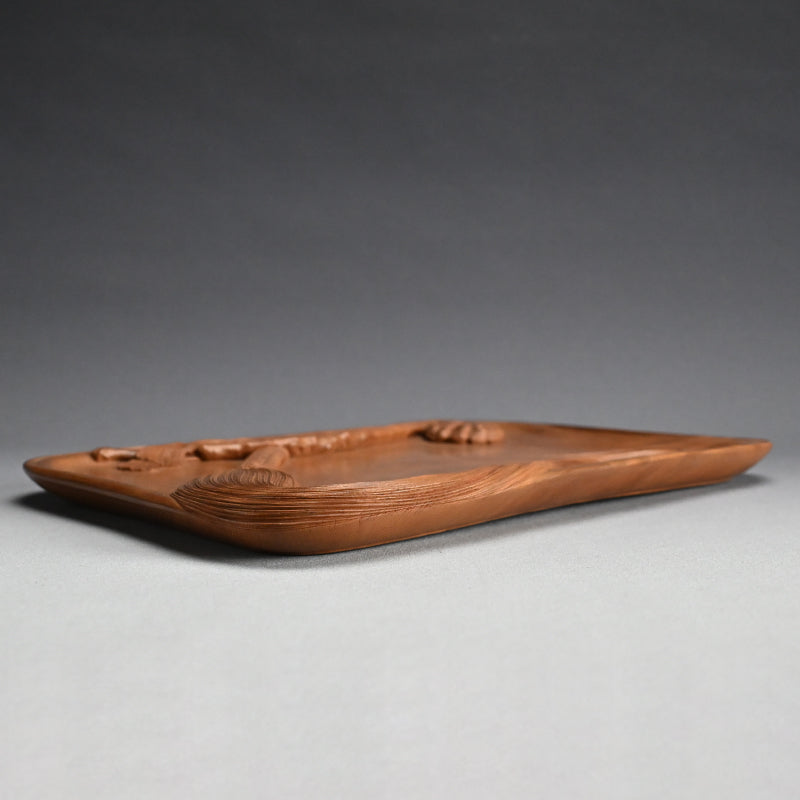 Nyoi Wood Tray by Shochikusai ー市川 小竹斎 "払子如意刻 香盆"
