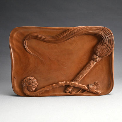 Nyoi Wood Tray by Shochikusai ー市川 小竹斎 "払子如意刻 香盆"