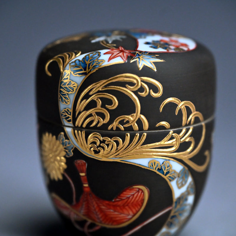 Exquisite natsume Maccha Tea Container ー山本 一洋 “純プラチナ彩 寿”