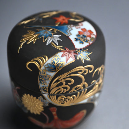Exquisite natsume Maccha Tea Container ー山本 一洋 “純プラチナ彩 寿”