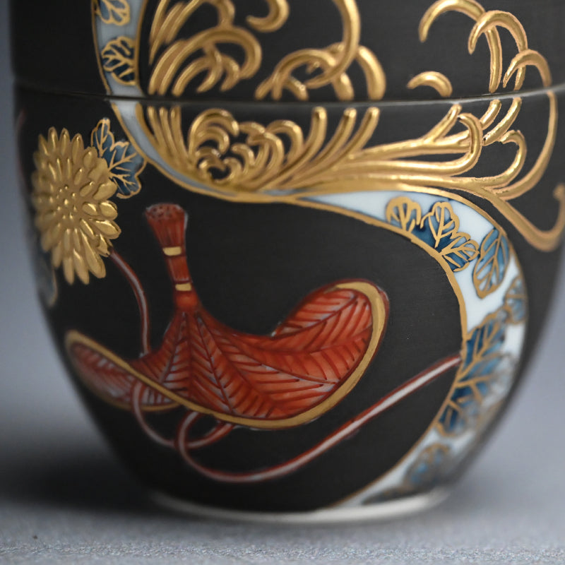 Exquisite natsume Maccha Tea Container ー山本 一洋 “純プラチナ彩 寿”