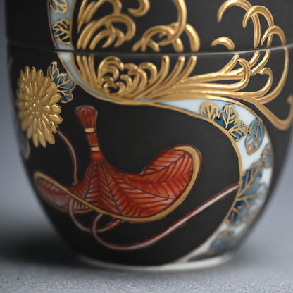 Exquisite natsume Maccha Tea Container ー山本 一洋 “純プラチナ彩 寿”