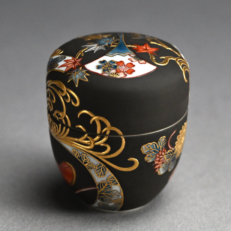 Exquisite natsume Maccha Tea Container ー山本 一洋 “純プラチナ彩 寿”