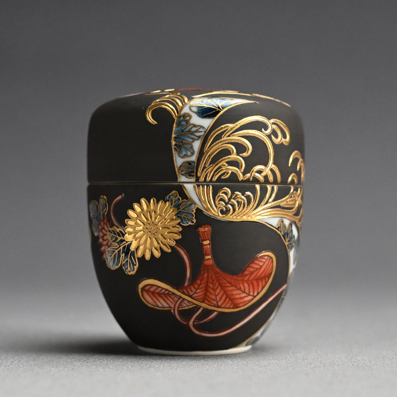 Exquisite natsume Maccha Tea Container ー山本 一洋 “純プラチナ彩 寿”