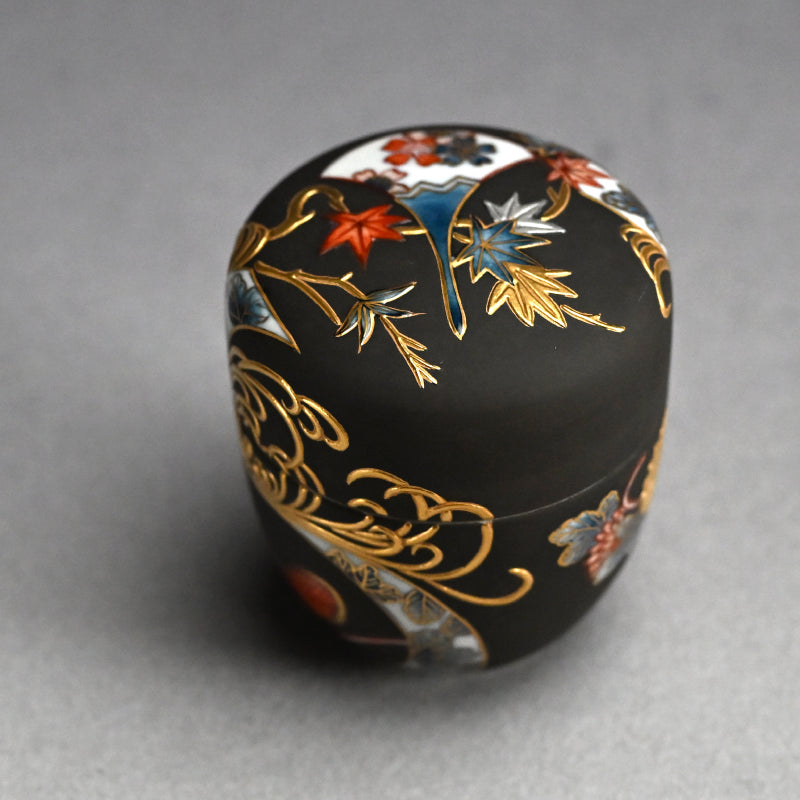 Exquisite natsume Maccha Tea Container ー山本 一洋 “純プラチナ彩 寿”