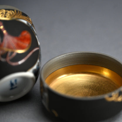 Exquisite natsume Maccha Tea Container ー山本 一洋 “純プラチナ彩 寿”