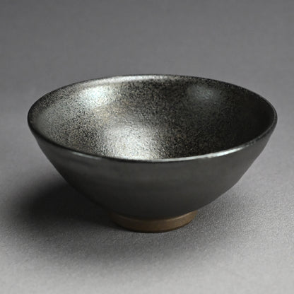 Silver Glazed Maccha Chawan Tea Bowl ー近藤 高弘 “黒釉窯変 銀晶 茶碗”