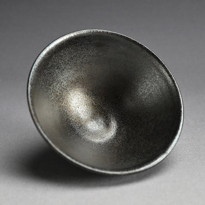 Silver Glazed Maccha Chawan Tea Bowl ー近藤 高弘 “黒釉窯変 銀晶 茶碗”