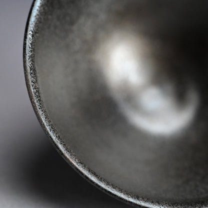 Silver Glazed Maccha Chawan Tea Bowl ー近藤 高弘 “黒釉窯変 銀晶 茶碗”