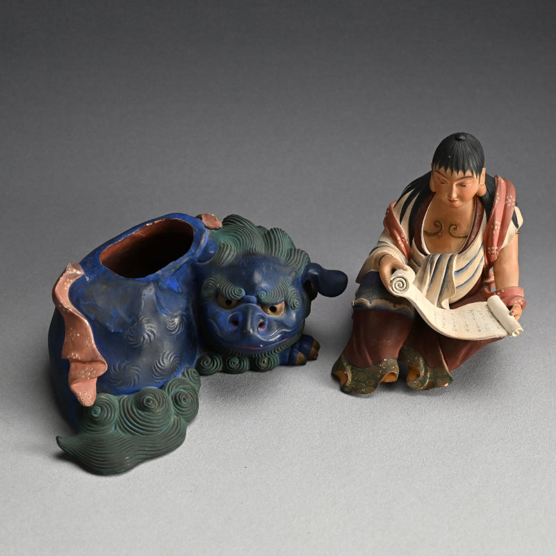 Iro Bizen Monju Bosatsu on Shishi Koro Incense Burner