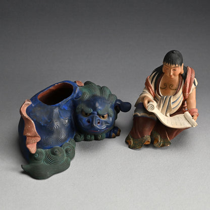 Iro Bizen Monju Bosatsu on Shishi Koro Incense Burner
