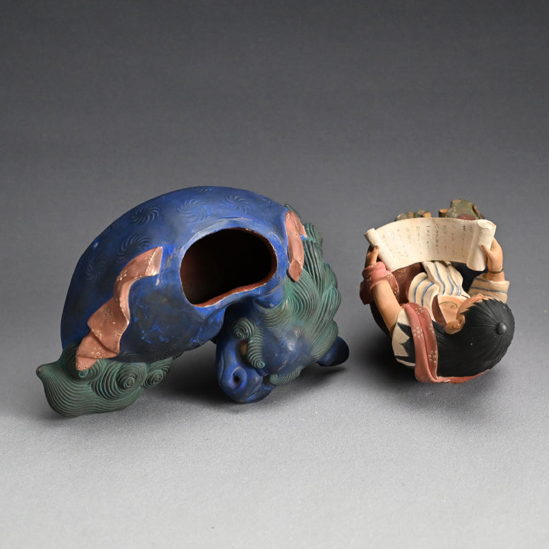 Iro Bizen Monju Bosatsu on Shishi Koro Incense Burner