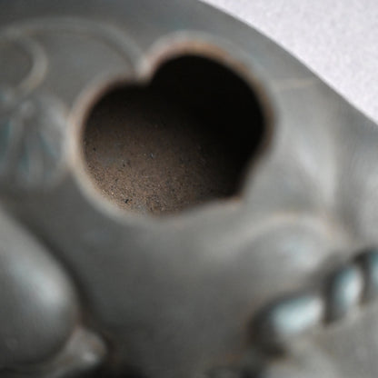 Rare! Antique Japanese Ao-Bizen Cat-shaped Koro