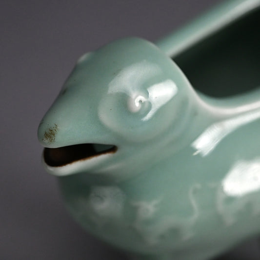 Unusual Koro incense Burner ー宮川 (真葛) 香山 "青磁釉 漢式鳥 香炉"