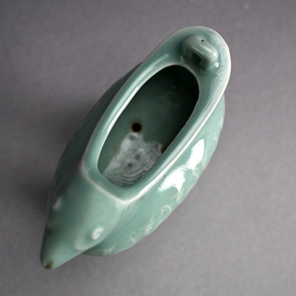 Unusual Koro incense Burner ー宮川 (真葛) 香山 "青磁釉 漢式鳥 香炉"