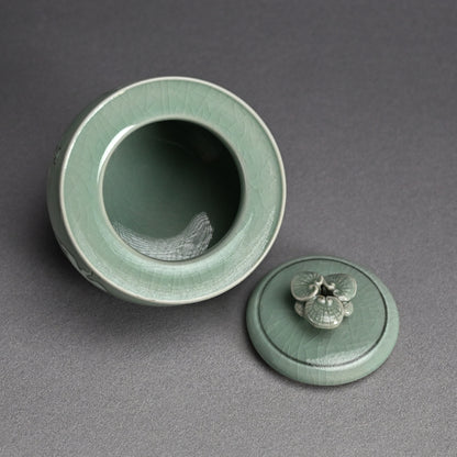 Kozan Unkaku Celaodn Koro Incense Burner ー宮川 (真葛) 香山 "雲鶴 青磁釉 香爐"