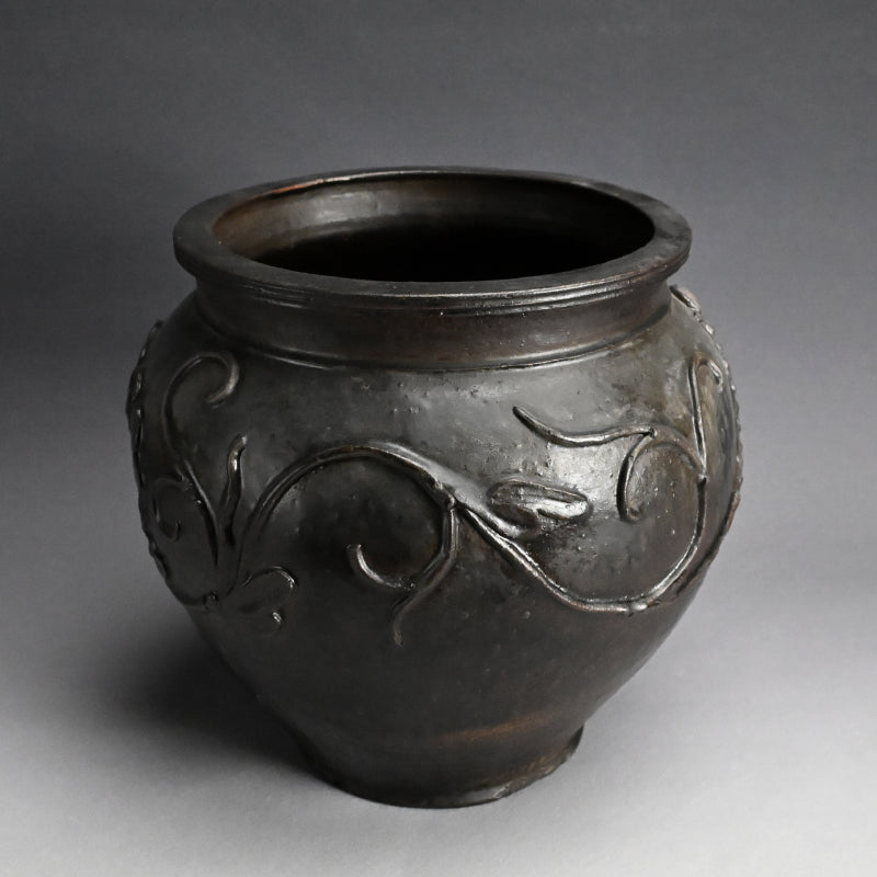 Rare Edo p. Kuro Satsuma Naeshirogawa Open Jar