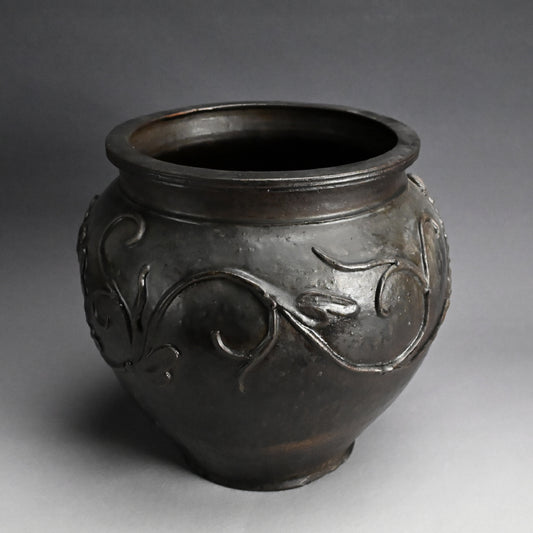 Rare Edo p. Kuro Satsuma Naeshirogawa Open Jar