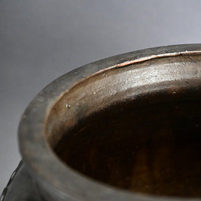 Rare Edo p. Kuro Satsuma Naeshirogawa Open Jar