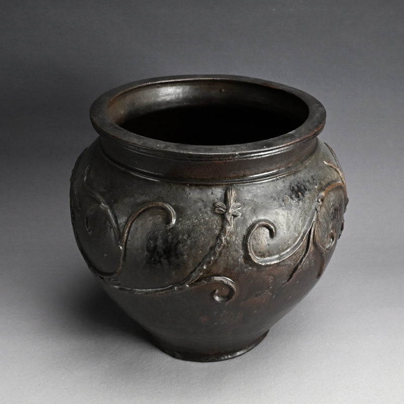 Rare Edo p. Kuro Satsuma Naeshirogawa Open Jar