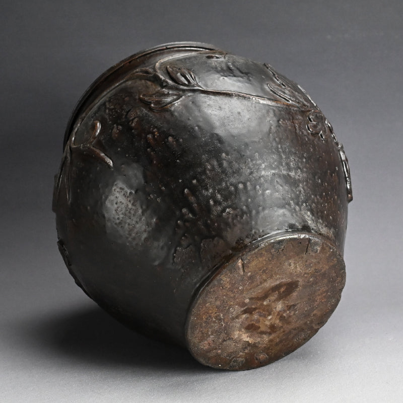 Rare Edo p. Kuro Satsuma Naeshirogawa Open Jar