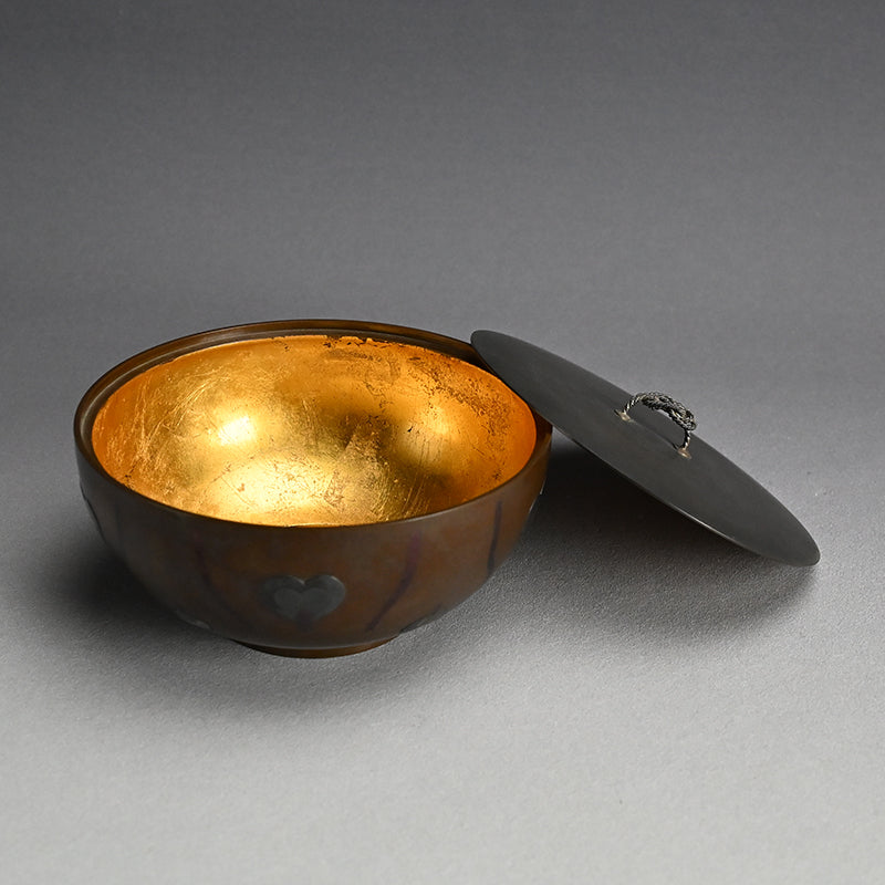 Bronze Mizusashi with Kaga Zogan ー本江 敏彦