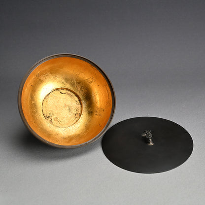 Bronze Mizusashi with Kaga Zogan ー本江 敏彦