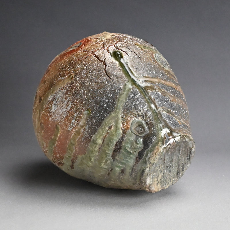 Contemporary Shigaraki Yabure Tsubo ー古谷 剛敏 "自然釉破れ壺"