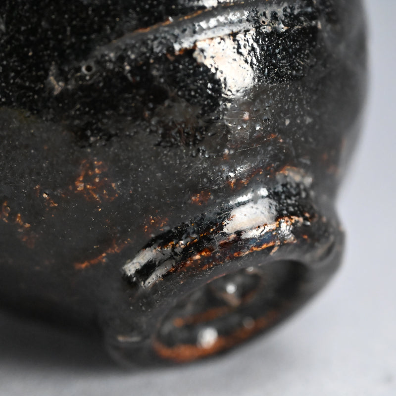 素晴らしいアンティークの黒釉「団子」茶碗