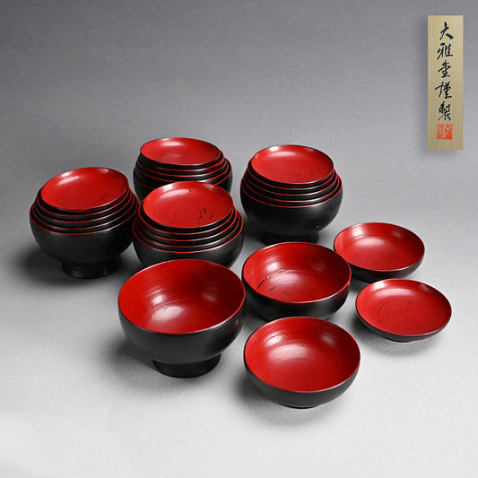 Wajima 5 person. Setting of Zen Temple Nesting Lacquer Bowls