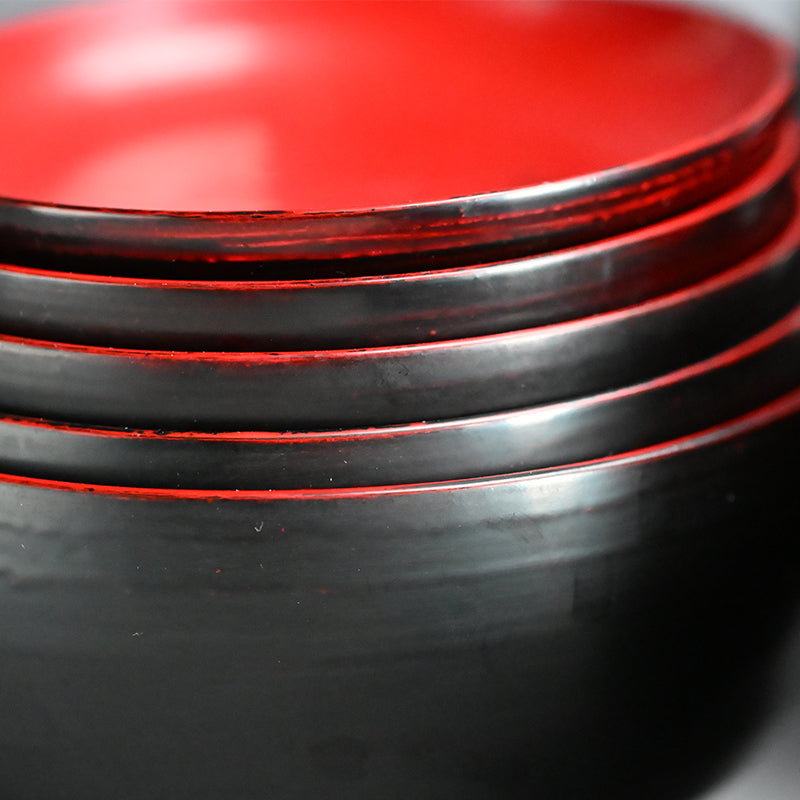 Wajima 5 person. Setting of Zen Temple Nesting Lacquer Bowls