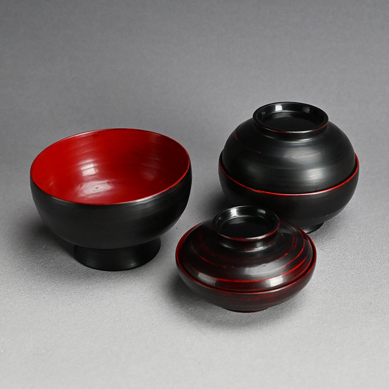 Wajima 5 person. Setting of Zen Temple Nesting Lacquer Bowls