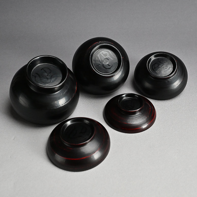 Wajima 5 person. Setting of Zen Temple Nesting Lacquer Bowls