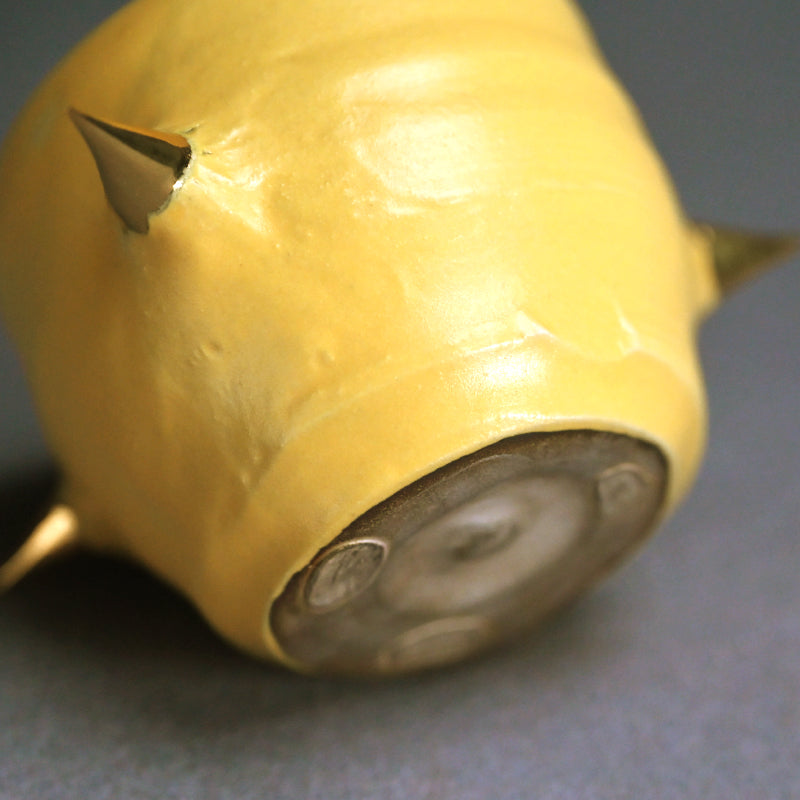 Yellow Glazed Guinomi Sake Cup ー東井 真咲朝 "ぐい吞み"
