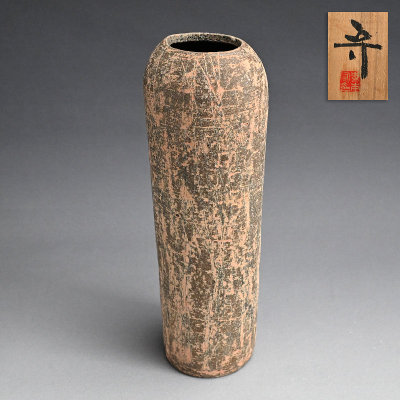 Teramoto Mamoru, Tall Vase ー寺本 守 “茜彩 象嵌 花生”
