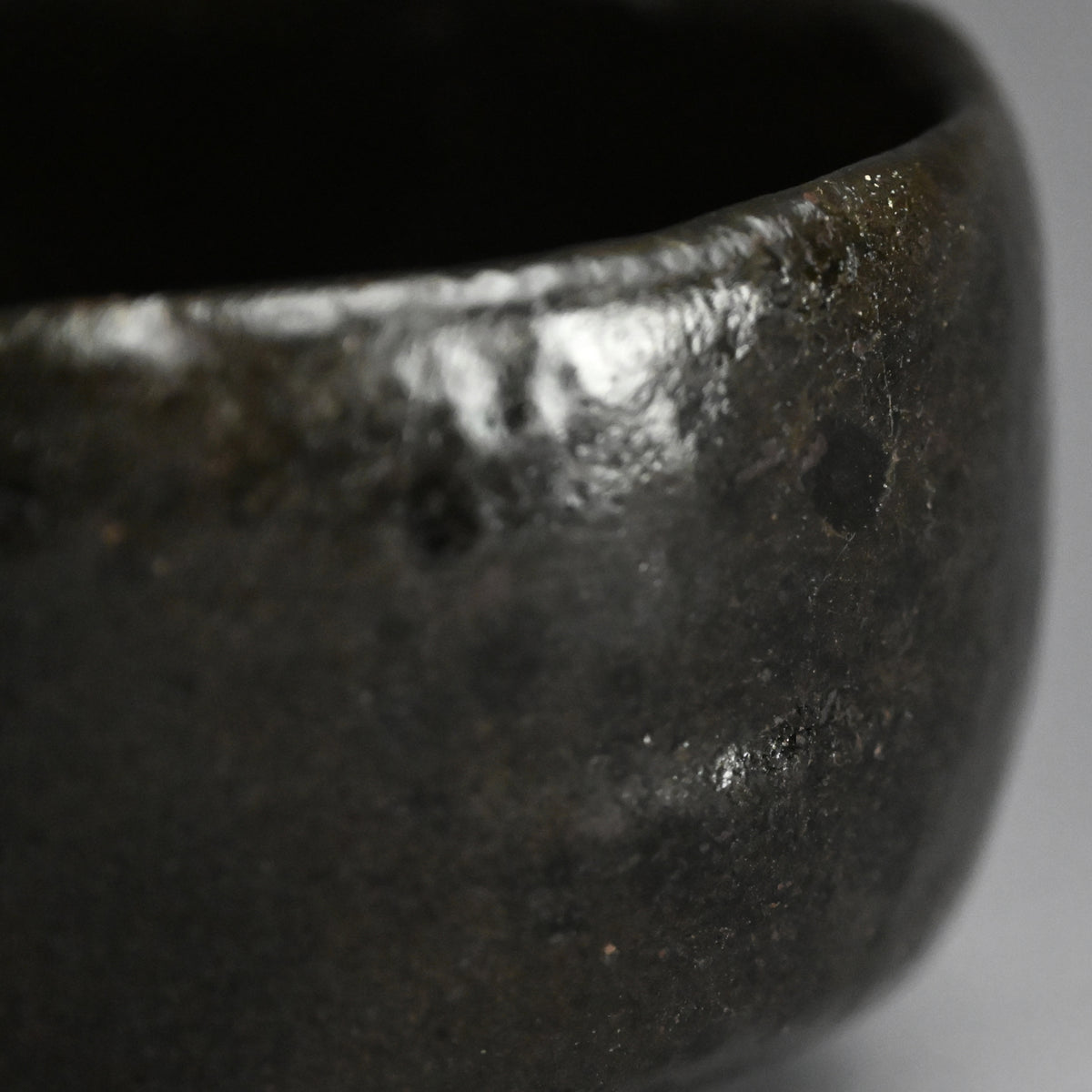 Antique Black Raku Chawan Tea Bowl